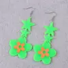 Pendientes Exagerados Europeos y Americanos Color Fluorescente Flor de Acrílico Pendientes de Moda Distintivos Pendientes de Estrella de Cinco Puntas Joyería para Orejas para Mujeres