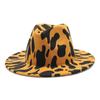 Sombrero de jazz estilo británico europeo y americano, sombrero de copa de lana, sombrero de ala plana de Amazon AliExpress, nuevo sombrero de copa con estampado de vaca.