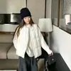 Otoño/Invierno 2026 Nuevo Chaleco Holgado con Cuello Redondo y Cordón para Mujer Estilo Coreano Tallas Grandes Chaleco Corto Chaqueta de Algodón Ropa de Abrigo Tendencia