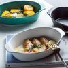Bandeja para hornear de cerámica con doble asa y esmalte de color nórdico, plato para ensalada de frutas de uso doméstico, plato para queso, arroz horneado, vajilla creativa para hotel y restaurante
