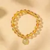 Yuebao Joias Prata Esterlina S925 Banhado a Ouro Torre Amarela Marca Wafer Deus da Riqueza Amarelo Contas Redondas Novo Estilo Étnico Chinês Pulseira Simples