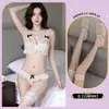 Lingerie Costas Vazadas Rendada Tentação Sexy Transparente Puro Desejo Provocante Lingerie de Cama Conjunto de Três Peças