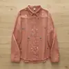 Colección Otoño 2026: Camisa cárdigan de manga larga para mujer, estilo japonés, con bordado floral azul, de doble capa de gasa