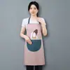 Estilo Fino Lavable 2023 Nuevo Delantal de Cocina Doméstico para Hombres y Mujeres Impermeable y a Prueba de Aceite Delantal de Cintura Rosa Media Cuerpo