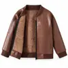 Chaquetas de cuero transfronterizas europeas y americanas para niños, forradas de polar y engrosadas, chaquetas de béisbol cálidas de otoño e invierno para niños, venta al por mayor y hechas a medida por el fabricante
