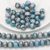 Novas Contas de Luz com Padrão de Tinta de 8mm Contas Redondas Furo Médio Contas de Vidro Lisas Acessórios para Joias Pulseiras Brincos