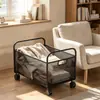 Cesta de Armazenamento de Ferro com Rodas para Sala de Estar de Casa Roupas Diversos Cesta de Malha Móvel Prateleira de Armazenamento de Grande Capacidade de Chão