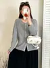 Top de punto hueco redondo holgado para mujer talla grande, chaqueta de manga larga, estilo otoño 2026, cárdigan de punto para mujer talla grande
