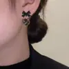 Pendientes Cuadrados Rojos de Lazo de Año Nuevo, Elegantes y Versátiles, Pendientes de Aguja Plateada de Moda, Pendientes Sencillos de Cristal Muy Brillantes para Mujer