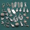 Plata de ley S925 hojas vajra mortero palabra de la suerte doble flor clip zakiram accesorios retro DIY materiales hechos a mano