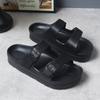 Pantuflas Casuales de Suela Gruesa de Verano Personalizadas de Fábrica, Antideslizantes para Mujer que Aumentan la Altura, Cómodas de Doble Tira para Exteriores, Nuevo Modelo 2025