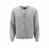 Cárdigan de Punto Mezclado de Alta Calidad Gris Estilo Miu, Diseño Floral Azul Tinta, Cómodo y Versátil, Suéter Chaqueta Unisex