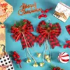 Em Estoque Atacado 6 Laços de Pinha de Natal Veludo Vermelho Xadrez Preto e Vermelho Decorações de Natal Transfronteiriço