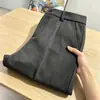 Calças Masculinas de Lã Slim Fit Calças Cropped Outono e Inverno Calças de Terno Pequeno Perna Afunilada Bom Caimento Cós Elástico Calças Casuais de Alta Qualidade