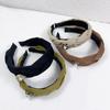 Diadema tejida con nuevo giro estilo coreano para mujer, tela, borde ancho, alta calidad, Camelia, accesorio para el cabello, parte superior alta del cráneo, Xi Yi