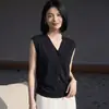 Novo Cardigan Colete Tricotado 100% Tencel Lyocell Gola V Cor Sólida Sem Mangas Camada Superior para Primavera/Verão 2026