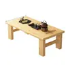 Mesa de centro sencilla de madera maciza retro estilo chino para salas de estar pequeñas, mesa de té rectangular pequeña fácil de montar para uso doméstico