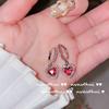 Pulsera de Piedra Preciosa Corazón Rojo Sangre de Paloma Chapada en Oro de 18 Quilates, Ocho Corazones y Ocho Flechas Zirconia de Colores Brillantes Diamante Flash Collar Pendientes Forma de Corazón