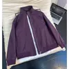 Chamarra bomber estilo americano morada, chaqueta de béisbol de invierno engrosada para hombre, prenda exterior de corte limpio