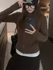 Top base de manga larga de forro polar para mujer con cuello semi-alto, diseño de otoño e invierno con doble cremallera, corte ajustado y efecto adelgazante, estilo chaqueta corta, fabricado en fábrica