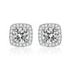 Brincos de Diamante Redondo Quadrado com Quatro Garras de Alto Carbono para Mulheres, Brincos de Zircônia 925 5A em Formato de Coração Ins com Seis Garras, Oito Corações e Oito Flechas