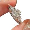 Anillo de Diamante Cuadrado Copo de Nieve de Estilo Princesa de Alta Gama de Lujo Ligero Incrustado con Exquisito Nicho Simple de Industria Pesada Versátil Anillo de Dedo de Comida de Celebridad