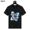 Camiseta al por mayor de marca americana moderna Psychobunny con estampado de calavera de conejo colorido y degradado, manga corta, cuello redondo