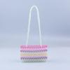 Nova Bolsa Fashion Arco-Íris Feminina de Ombro/Axila Aberta Listrada Quadrada Pequena Bolsa de Ombro Feita à Mão com Contas de Acrílico