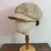 Boina de linho plissada irregular estilo retrô japonês, unissex, chapéu octogonal de alta qualidade que faz o rosto parecer menor, chapéu de sol