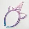 Diadema de Unicornio Aliexpress Diadema de Plástico con Purpurina de Colores Accesorios para el Cabello Europeos y Americanos Adornos para Fiestas Adornos para Cumpleaños Infantiles