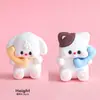 Decoración de pastel para el Día de San Valentín chino, adornos de perrito y gatito para teléfono, topper de lazo de acrílico con cinta de amor