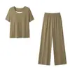 Conjunto de Pijama Feminino com Cores Contrastantes, Falso Duas Peças, Seda Gelada Fresca, Copas Ajustáveis, com Bojos, Roupa de Casa