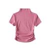 Camiseta feminina retrô europeia e americana, gola alta, manga curta, primavera e verão, nova, cintura alta, curta, umbigo, meninas quentes, base justa