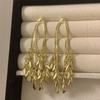 Nuevos Pendientes Largos Dorados con Flecos de Espiga de Trigo para Mujer Lujo Ligero de Alta Gama Únicos Exagerados Atmosféricos Pendientes de Clip