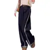 Jeans Estilo Americano Pierna Ancha talla extra Adelgazantes Perezosos Sueltos Moda Nueva Otoño 2024 Pantalones con Abertura Lateral Color de Contraste para Mujer