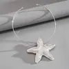 Gargantilha Exagerada Estilo Metal Europeu e Americano com Pregas de Estrela do Mar, Corrente de Clavícula Resistente da Moda de Nicho, Colar Statement Único e de Alto Padrão