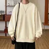 Venta al por mayor de fábrica Polar Coral para hombre Manga larga Otoño Nuevo Estilo Moderno Versátil Exterior Color Sólido Cuello Redondo Sudadera con Capucha Hombre