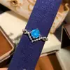 Anel Octogonal Millennium Corte Rosa Verde e Roxo Luz Anelar Luxo Moda Versátil Kunzita Diamante de Alto Carbono Anel Feminino Anel de Diamante Aquamarina