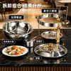 Estufa de buffet redonda transfronteriza de acero inoxidable 201 chapada en oro con tapa, estufa de calentamiento a alcohol para banquetes de hotel y hot pot