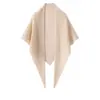 Xale Triangular de Caxemira para Outono e Inverno Versátil Fashionável Cor Sólida Simples Malha Vazada Xale de Caxemira Manto Externo