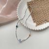 Collar de jade con cuentas barrocas de lujo ligero de alta gama retro francés plata azul Ábaco cadena clavícula pulsera