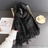 Nuevo Chal Bufanda de Imitación Cachemir de Gama Alta Retro Cálido y Versátil para Otoño e Invierno con Flecos a Cuadros para Mujer