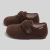 Sapatos Birkenstock de Veludo Retrô Inverno 2025 Estampa de Leopardo Xadrez Moda Versátil Velcro Quente Algodão Sapatos Femininos 7519