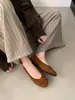 Zapatos planos suaves estilo francés, mocasines poco profundos de gamuza con punta redonda, mocasines vintage de estampado de leopardo para otoño, mocasines elegantes, mocasines