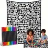 Coloração preto e branco, manta casual para casa, manta multiuso DIY, manta para rabiscar, manta para cochilo, atacado, arte linear pintada à mão, design criativo