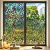 Pegatina de Vidrio Colorida Retro Translúcida Opaca Floral para Ventana Puerta de Baño Película de Privacidad Anti-Miradas