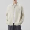 Camisa de Linho Imitação Manga Longa Estilo Old Money para Homens, Nova Jaqueta Leve Japonesa Solta com Gola Reversível para Primavera e Outono de 2026