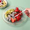 Garfo de fruta de aço inoxidável dois dentes garfo de fruta bolo lua bolo faca garfo doméstico portátil de frutas fábrica atacado