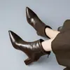 Botines de Tacón Grueso para Mujer, Piel Suave, Estilo Coreano 2026, Modernos, Ultra Suaves, Cómodos, Forro de Felpa, Punta Fina, Botas de Primavera/Otoño