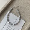Pulsera de Plata Esterlina S925 con Perla Gris Natural de Agua Dulce para Mujer, Diseño de Nicho de Lujo Accesible Retro Francés, Pulsera Popular Ins